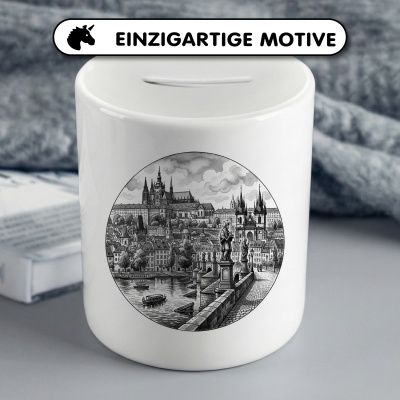 Spardose mit dem Motiv Stilisierte Prag Skyline - Ansicht 3