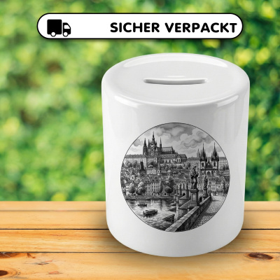 Spardose mit dem Motiv Stilisierte Prag Skyline - Ansicht 4