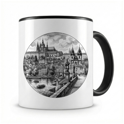 Tasse mit  Stilisierte Prag Skyline 