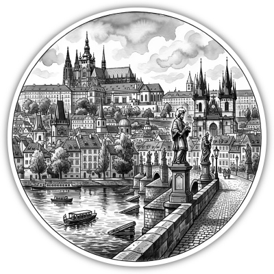 Wandtattoo  Stilisierte Prag Skyline 