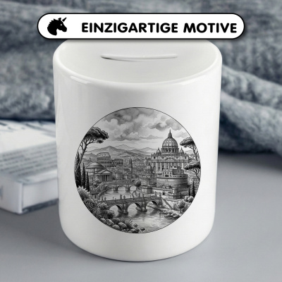 Spardose mit dem Motiv Stilisierte Rom Skyline - Ansicht 3