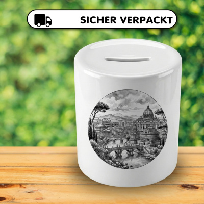 Spardose mit dem Motiv Stilisierte Rom Skyline - Ansicht 4