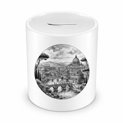 Spardose mit dem Motiv Stilisierte Rom Skyline