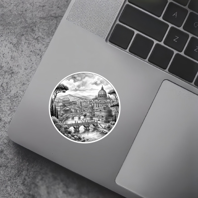 Stilisierte Rom Skyline Aufkleber - Ansicht 2