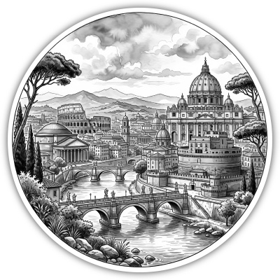 Wandtattoo  Stilisierte Rom Skyline 