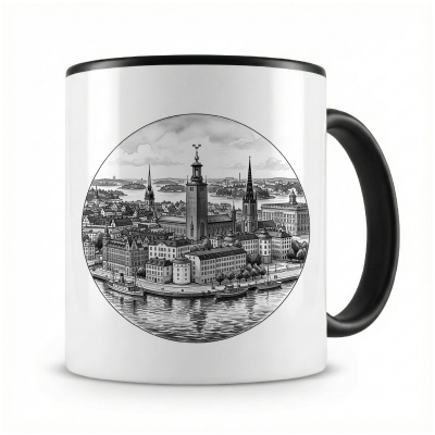 Tasse mit  Stilisierte Stockholm Skyline 