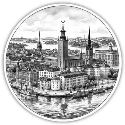 Stilisierte Stockholm Skyline Aufkleber