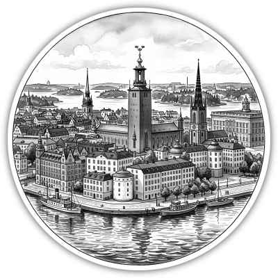 Wandtattoo  Stilisierte Stockholm Skyline 