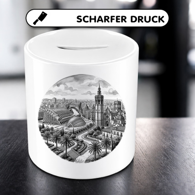 Spardose mit dem Motiv Stilisierte Valencia Skyline - Ansicht 5