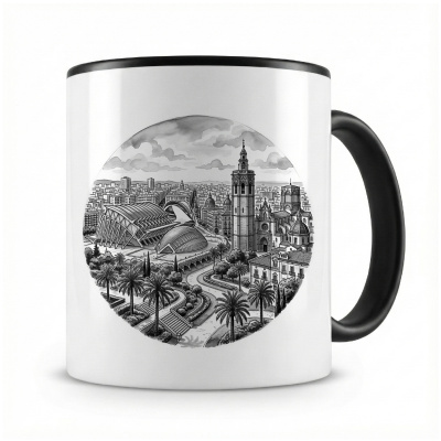 Tasse mit  Stilisierte Valencia Skyline 