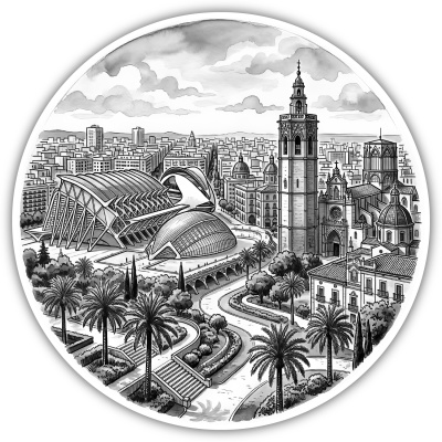 Wandtattoo  Stilisierte Valencia Skyline 