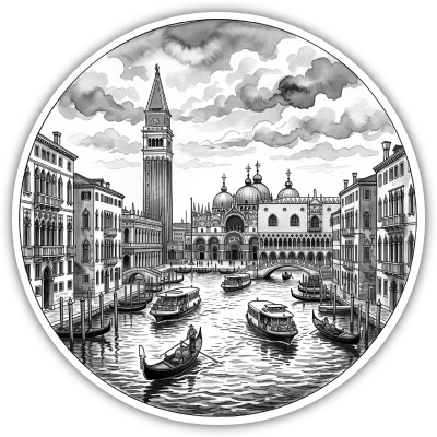 Wandtattoo  Stilisierte Venedig Skyline 