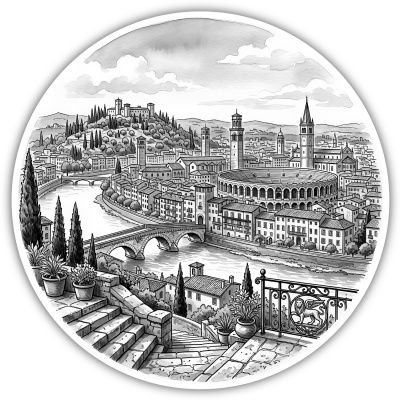 Stilisierte Verona Skyline Aufkleber