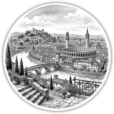 Wandtattoo  Stilisierte Verona Skyline 