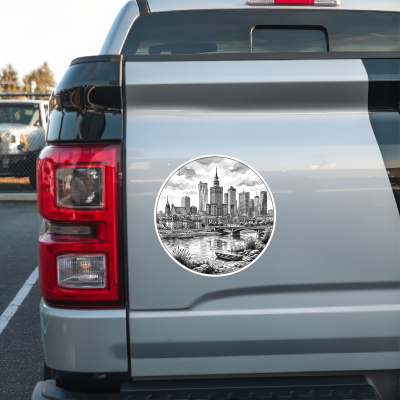 Stilisierte Warschau Skyline Aufkleber - Ansicht 2