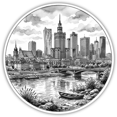 Stilisierte Warschau Skyline Aufkleber