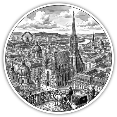 Stilisierte Wien Skyline Aufkleber