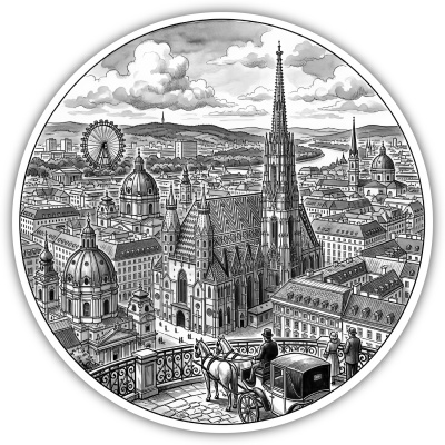 Wandtattoo  Stilisierte Wien Skyline 