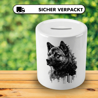 Spardose mit dem Motiv Akita Aquarell - Ansicht 4