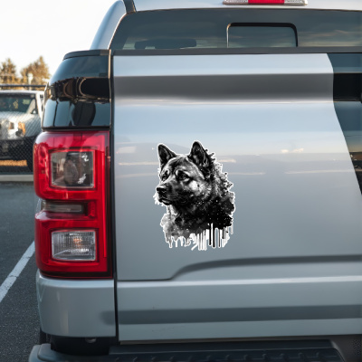 Akita Aquarell Aufkleber Bunt - Ansicht 2