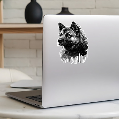 Akita Aquarell Aufkleber Bunt - Ansicht 8