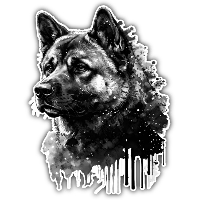 Akita Aquarell Aufkleber Bunt