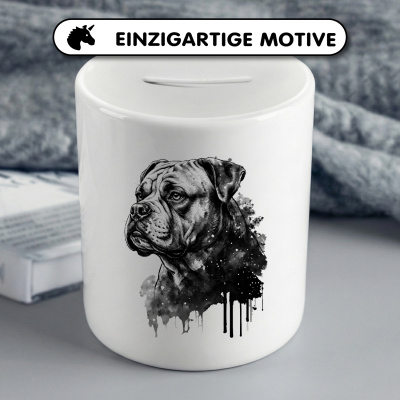 Spardose mit dem Motiv American Bulldog Aquarell - Ansicht 3