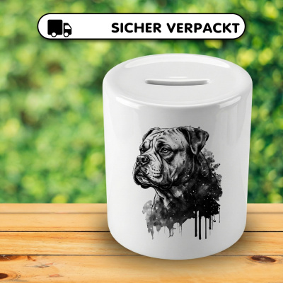 Spardose mit dem Motiv American Bulldog Aquarell - Ansicht 4