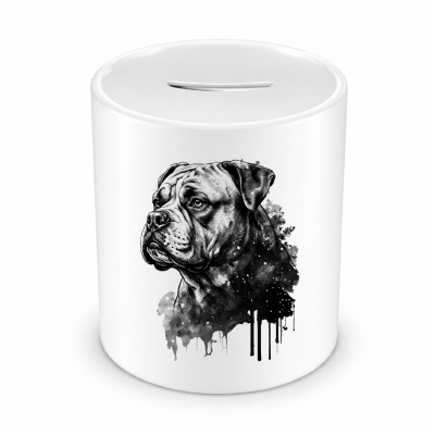 Spardose mit dem Motiv American Bulldog Aquarell