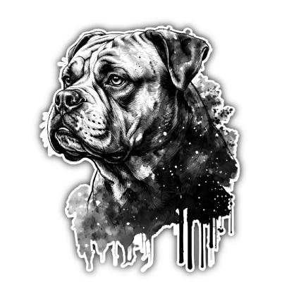 American Bulldog Aquarell Aufkleber Bunt