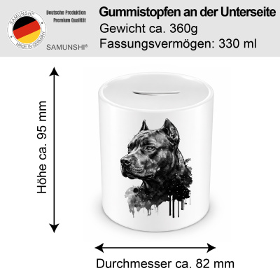 Spardose mit dem Motiv American Pit Bull Terrier Aquarell - Ansicht 2