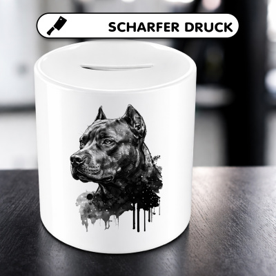 Spardose mit dem Motiv American Pit Bull Terrier Aquarell - Ansicht 5