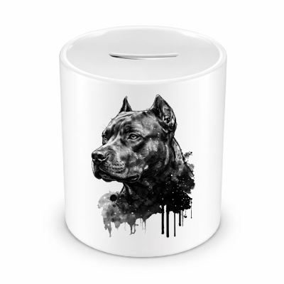 Spardose mit dem Motiv American Pit Bull Terrier Aquarell