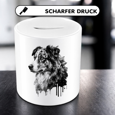 Spardose mit dem Motiv Australian Shepherd Aquarell - Ansicht 5