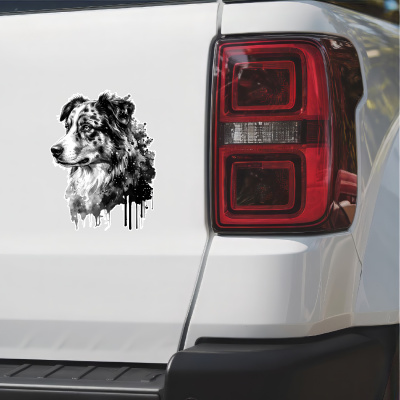 Australian Shepherd Aquarell Aufkleber Bunt - Ansicht 2