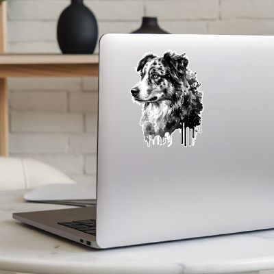 Australian Shepherd Aquarell Aufkleber Bunt - Ansicht 8