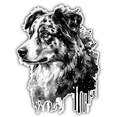 Australian Shepherd Aquarell Aufkleber Bunt