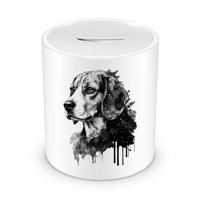 Spardose mit dem Motiv Beagle Aquarell