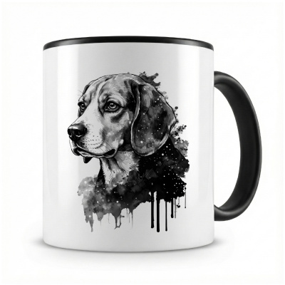 Tasse mit  Beagle Aquarell  als Motiv