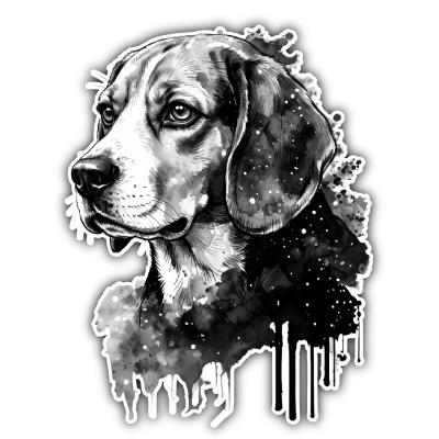 Beagle Aquarell Aufkleber Bunt