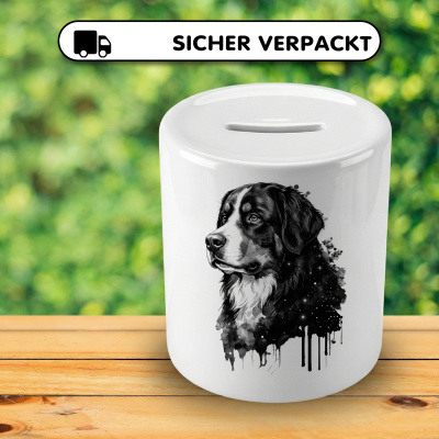 Spardose mit dem Motiv Berner Sennenhund Aquarell - Ansicht 4