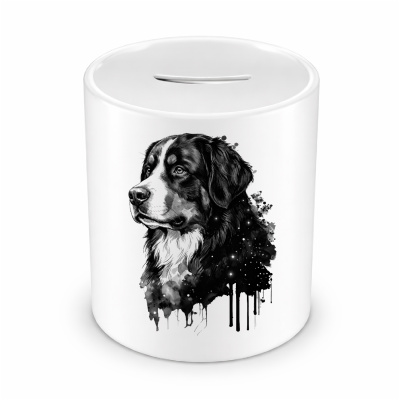 Spardose mit dem Motiv Berner Sennenhund Aquarell