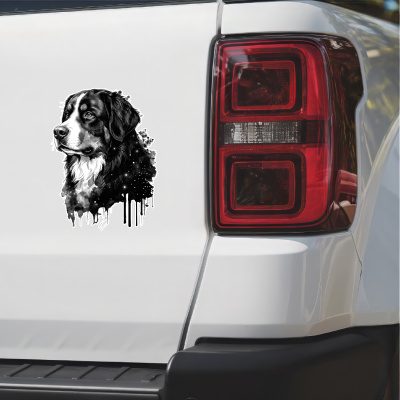 Berner Sennenhund Aquarell Aufkleber Bunt - Ansicht 2