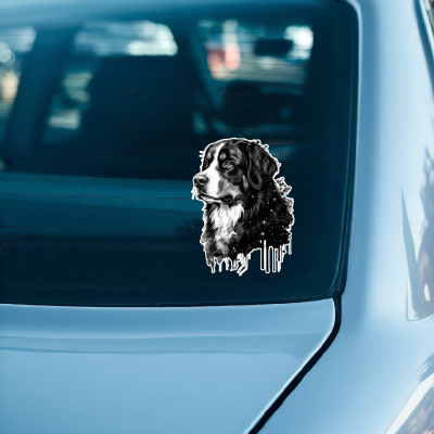 Berner Sennenhund Aquarell Aufkleber Bunt - Ansicht 3