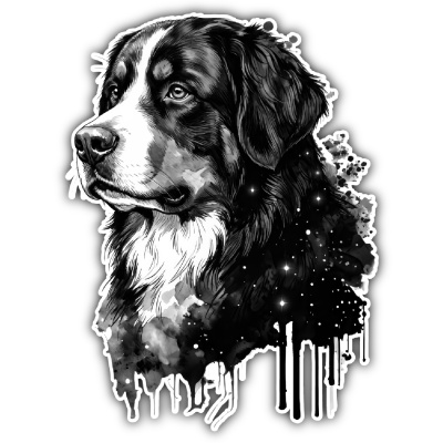 Berner Sennenhund Aquarell Aufkleber Bunt