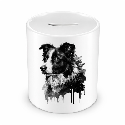 Spardose mit dem Motiv Border Collie Aquarell