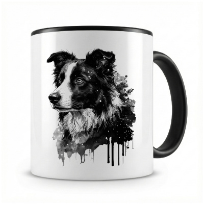 Tasse mit  Border Collie Aquarell  als Motiv