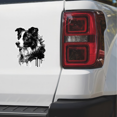 Border Collie Aquarell Aufkleber Bunt - Ansicht 2