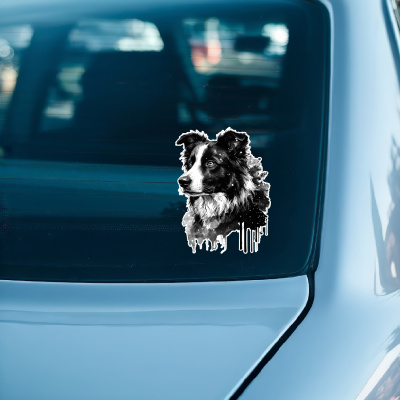 Border Collie Aquarell Aufkleber Bunt - Ansicht 3