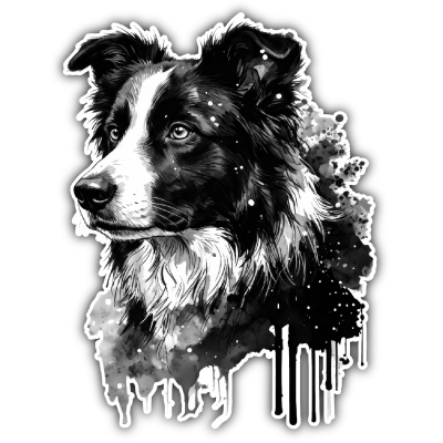 Border Collie Aquarell Aufkleber Bunt